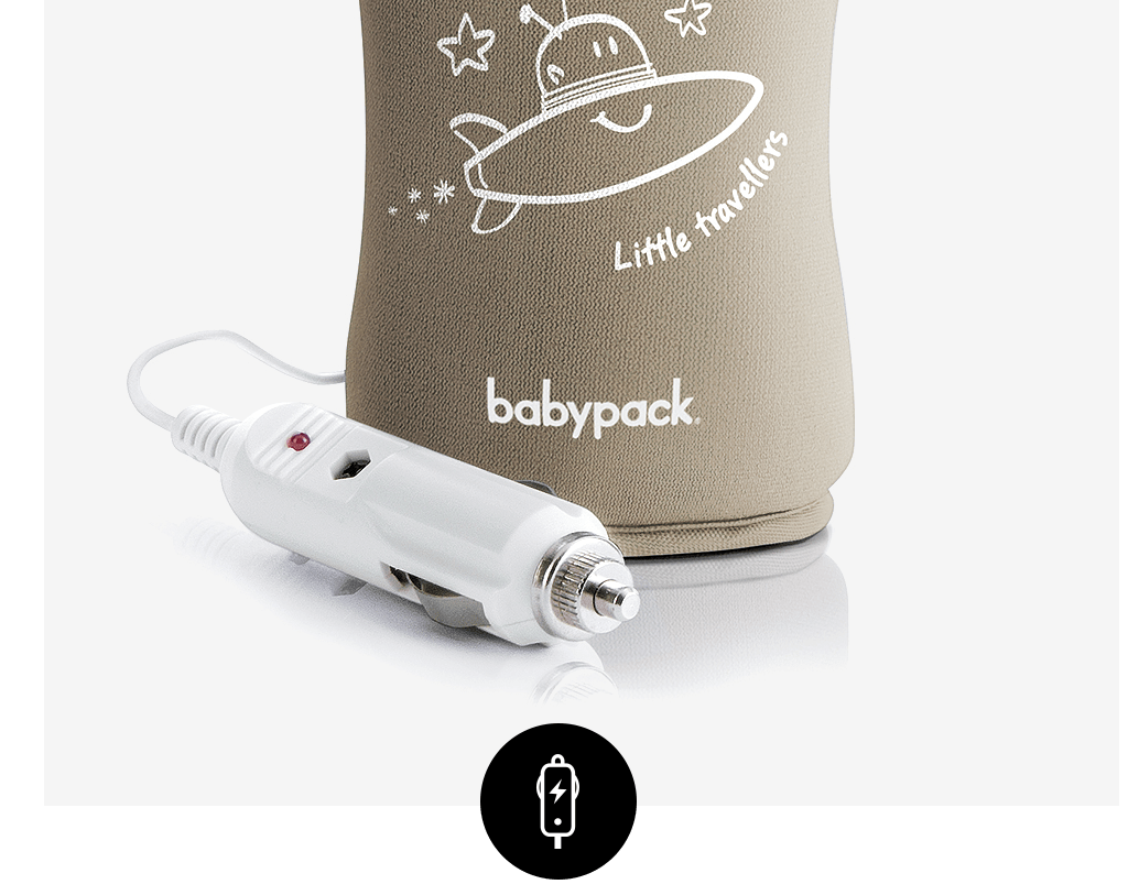 El calienta biberones Babypack se enchufa en el mechero del coche
